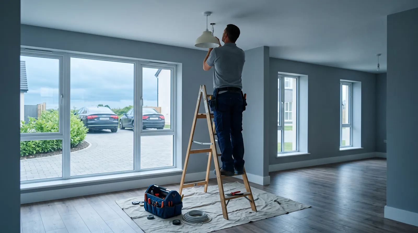Electrician arriving at a home in Kings Hill